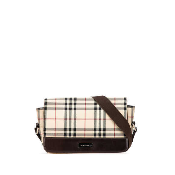 Pre-Loved Burberry House Check Canvas Flap Crossbody - Picture 1 of 12